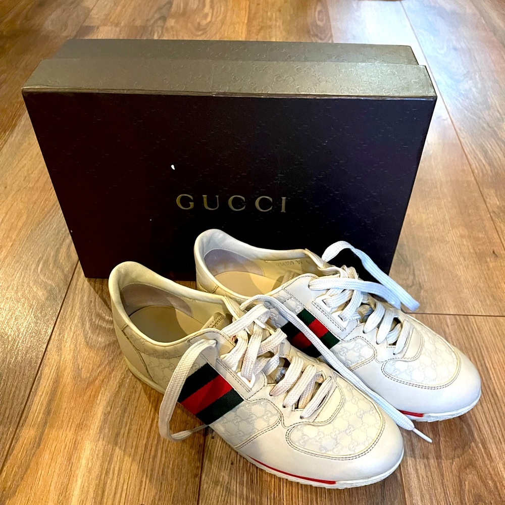 Gray Gucci sneakers